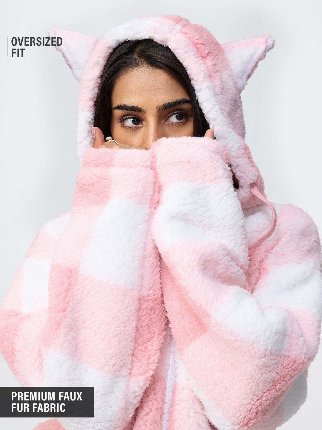 Fur Hoodie: Purrfect Women Oversized Zipper Hoodies
