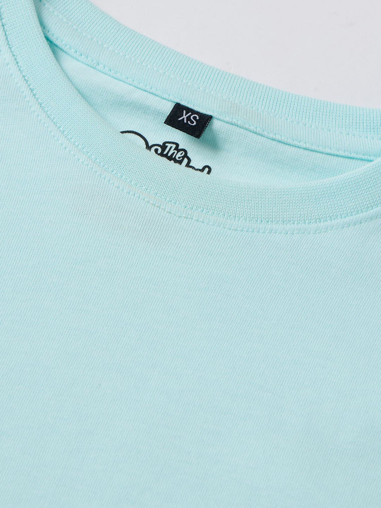 Regular Solids: Light Aqua Women Regular T-Shirts