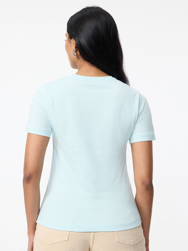 Regular Solids: Pearl White Women Regular T-Shirts