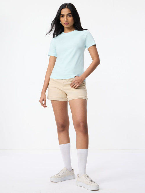 Regular Solids: Pearl White Women Regular T-Shirts
