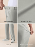 Straight Pleated Pants: Ivory Cream Men Super Flex Pants