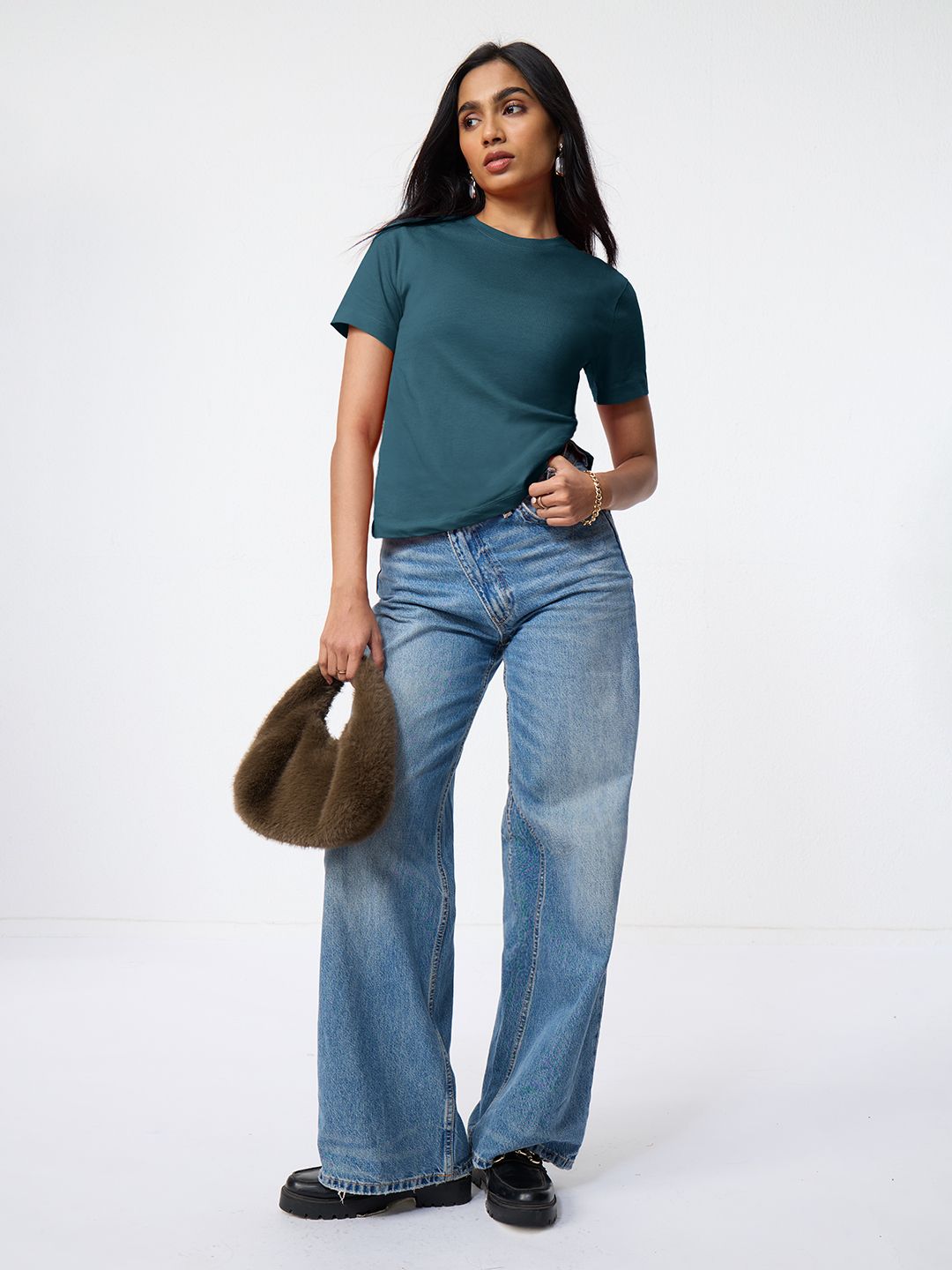 Regular Solids: Regal Blue Women Regular T-Shirts