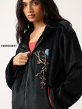 Zipper Hoodie: Velvet Vines Women Oversized Zipper Hoodies