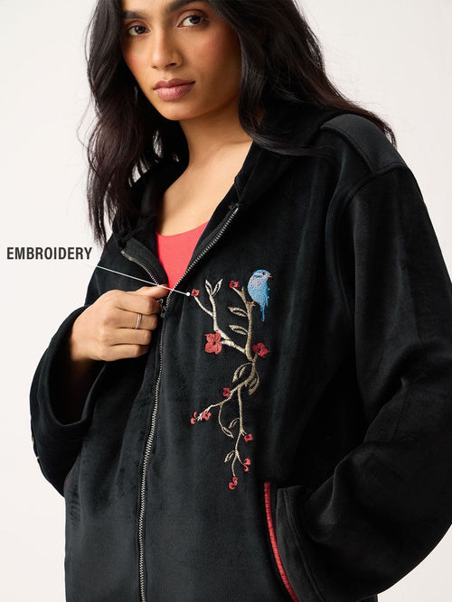 Zipper Hoodie: Velvet Vines Women Oversized Zipper Hoodies