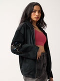 Zipper Hoodie: Velvet Vines Women Oversized Zipper Hoodies