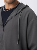 Textured Hoodie: Smoke Grey Men Oversized Hoodies
