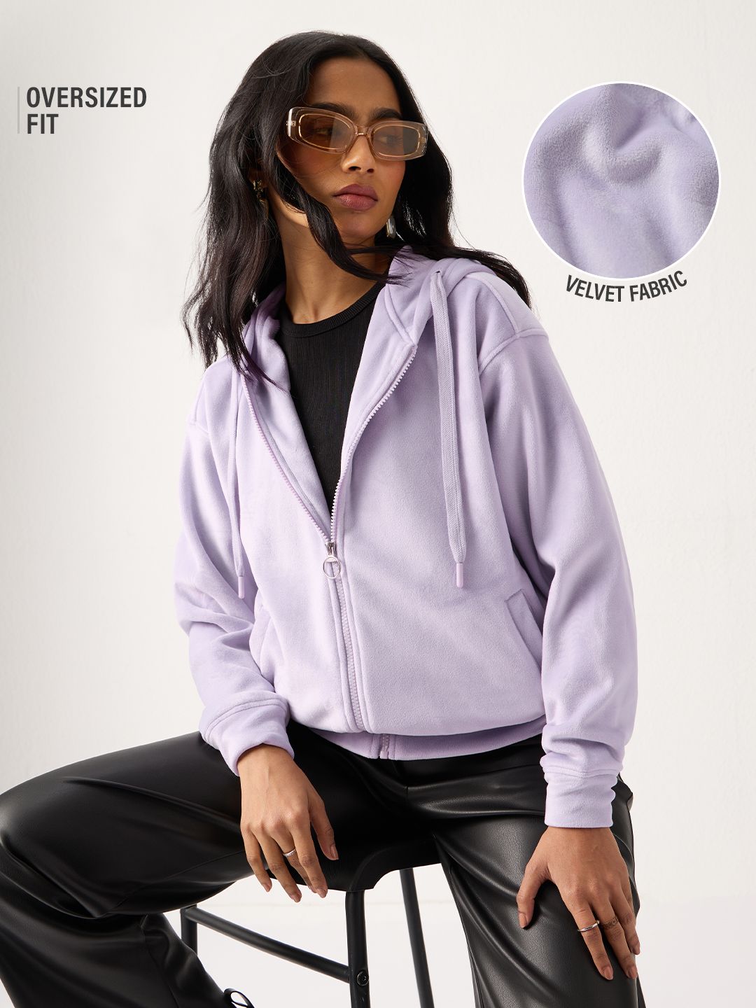 Zipper Hoodie: Velvet Mauve Women Oversized Zipper Hoodies
