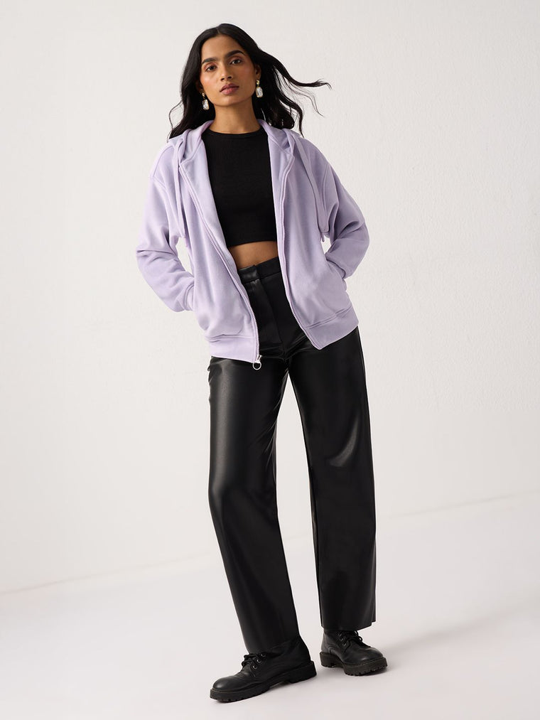 Zipper Hoodie: Velvet Mauve Women Oversized Zipper Hoodies