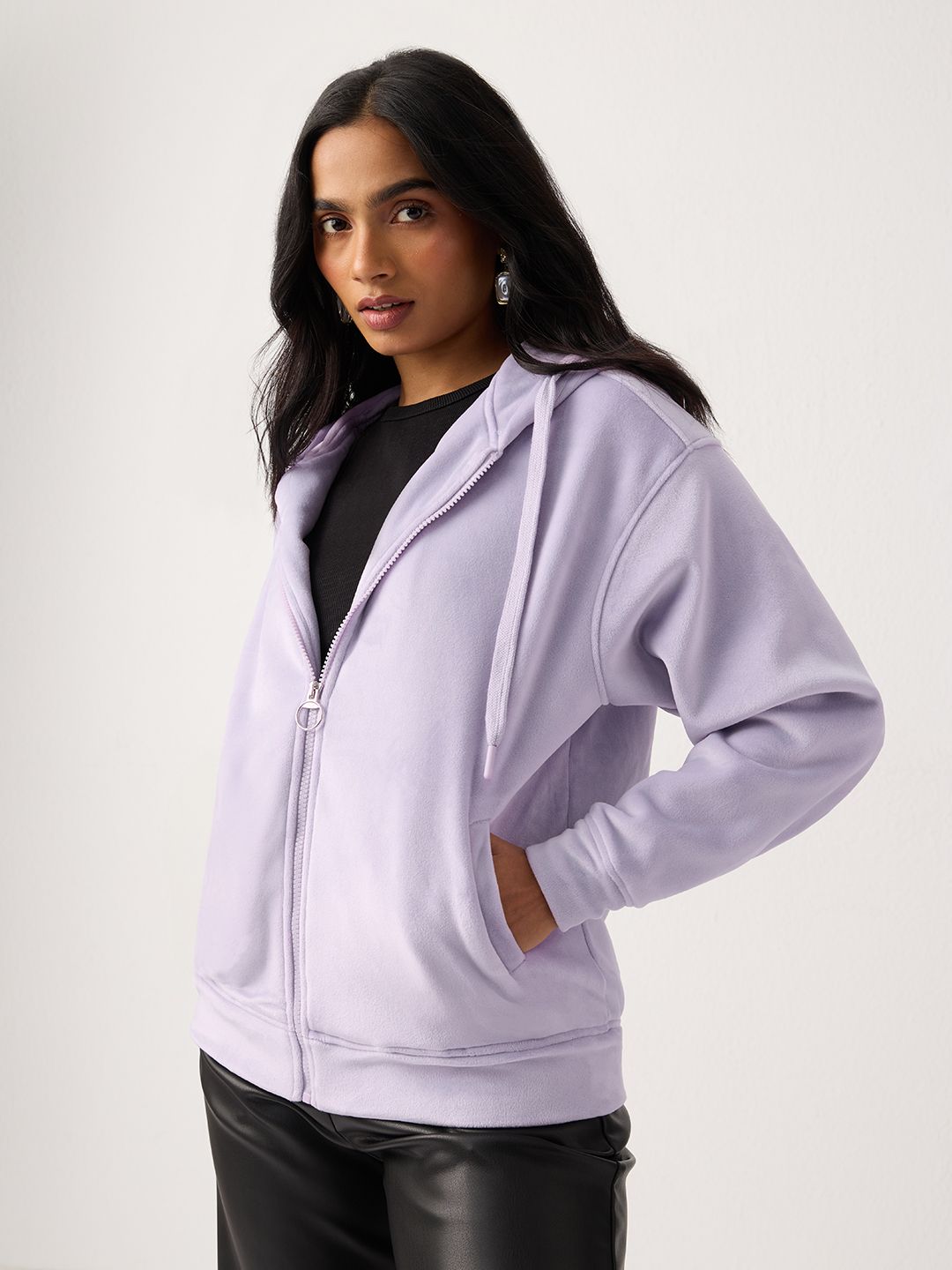 Zipper Hoodie: Velvet Mauve Women Oversized Zipper Hoodies
