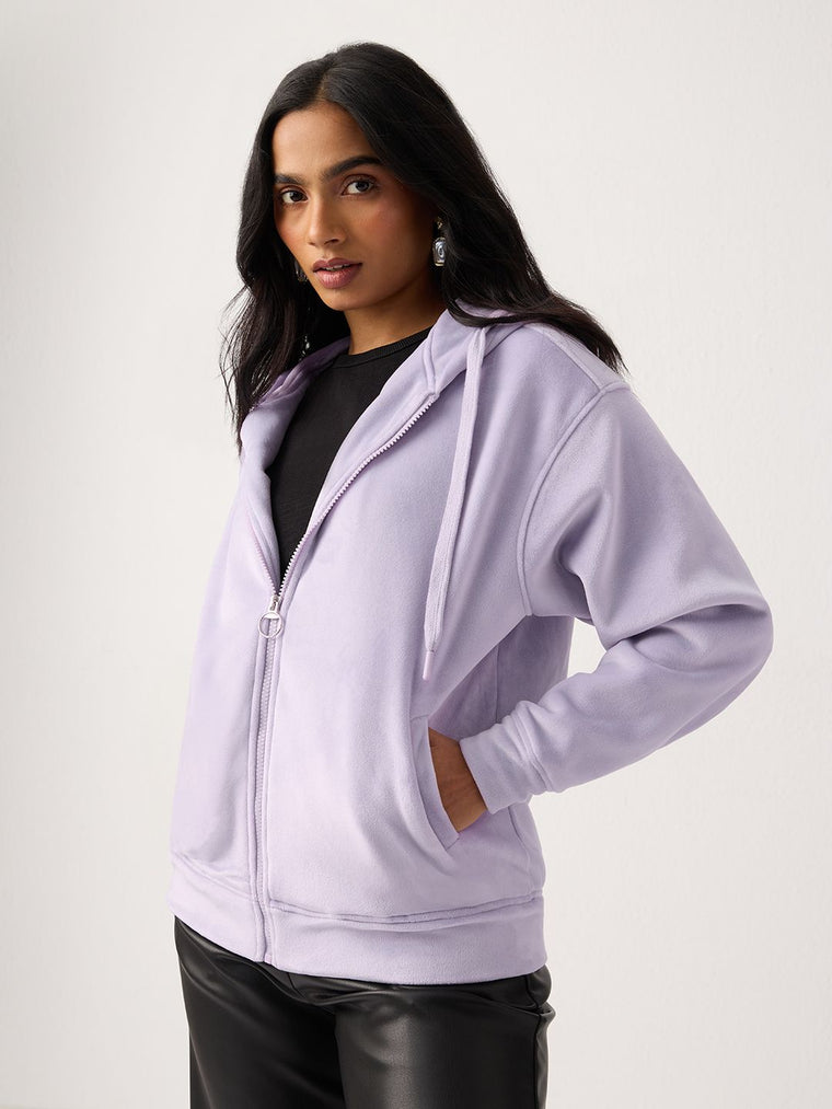 Zipper Hoodie: Velvet Mauve Women Oversized Zipper Hoodies