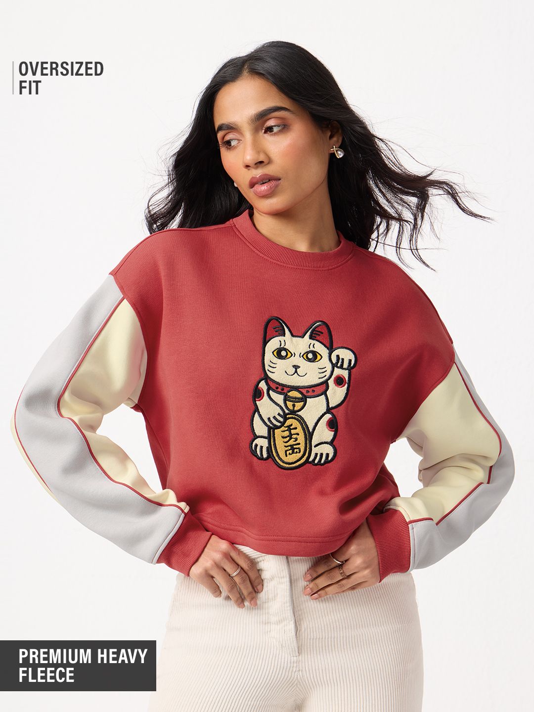 TSS Originals: Lucky Cat Women Oversized Sweatshirts