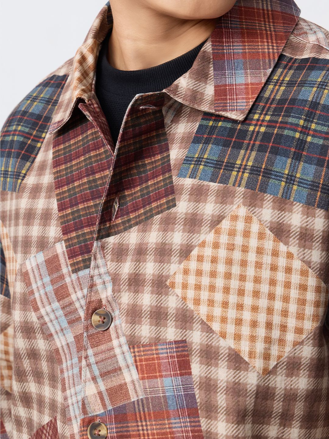Plaid Overshirt: Patch Fusion Overshirts