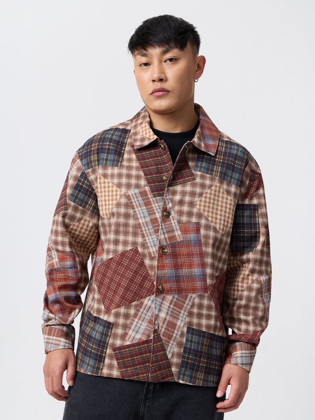Plaid Overshirt: Patch Fusion Overshirts