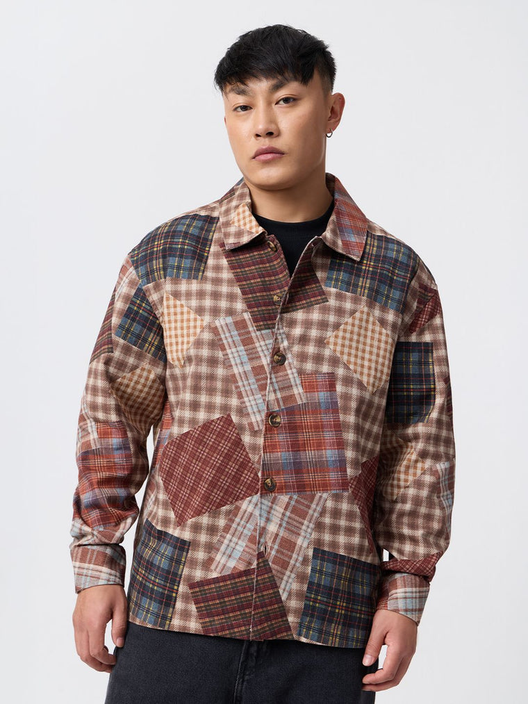 Plaid Overshirt: Patch Fusion Overshirts