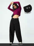 Barrel-Fit Denim: Phantom Black Women Barrel Denims