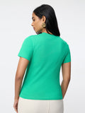 Regular Solids: Holly Green Women Regular T-Shirts