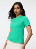 Regular Solids: Holly Green Women Regular T-Shirts
