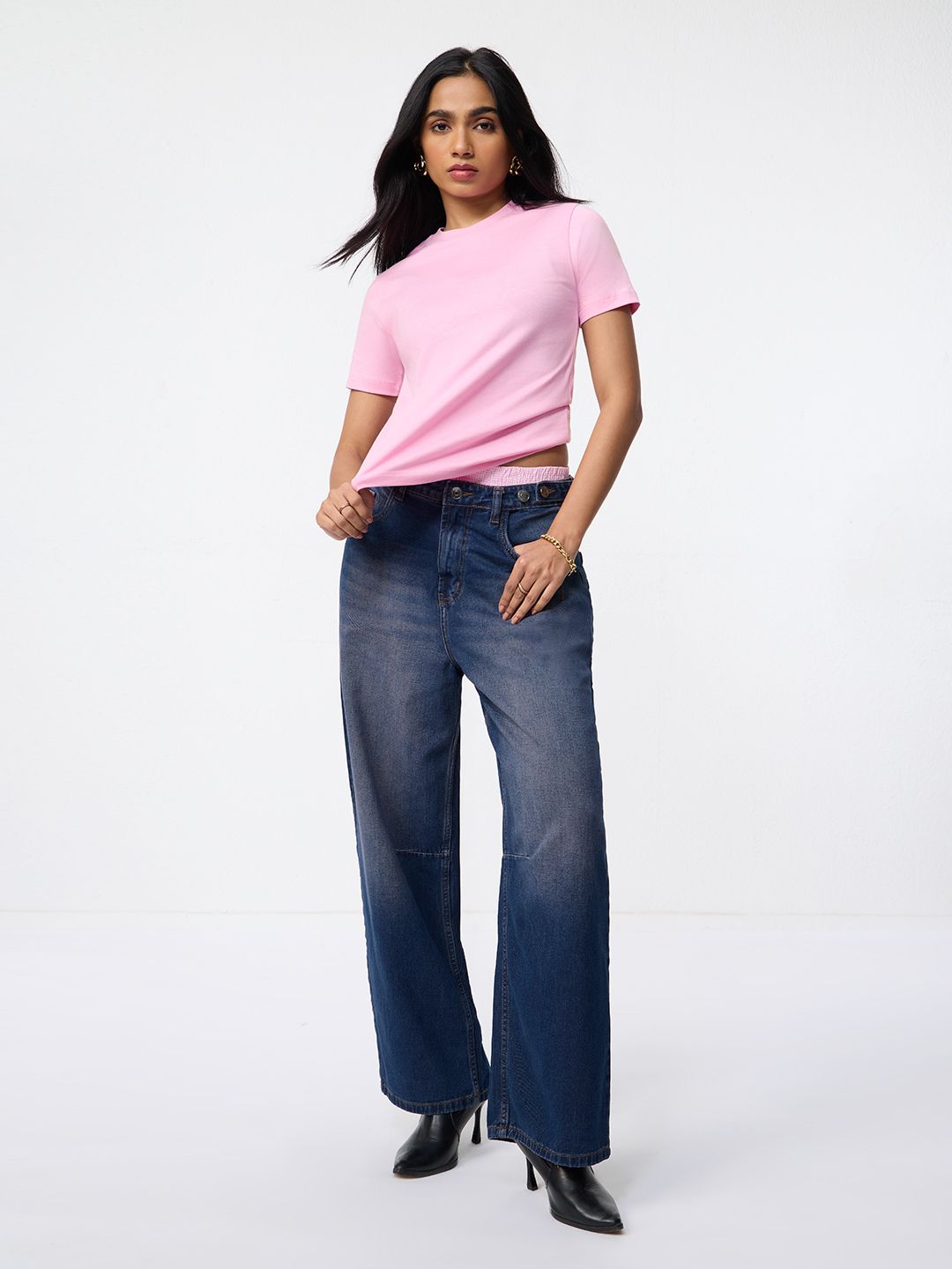 Regular Solids: Rose Blush Women Regular T-Shirts
