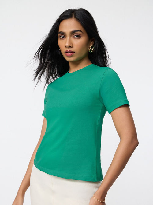 Regular Solids: Emerald Women Regular T-Shirts
