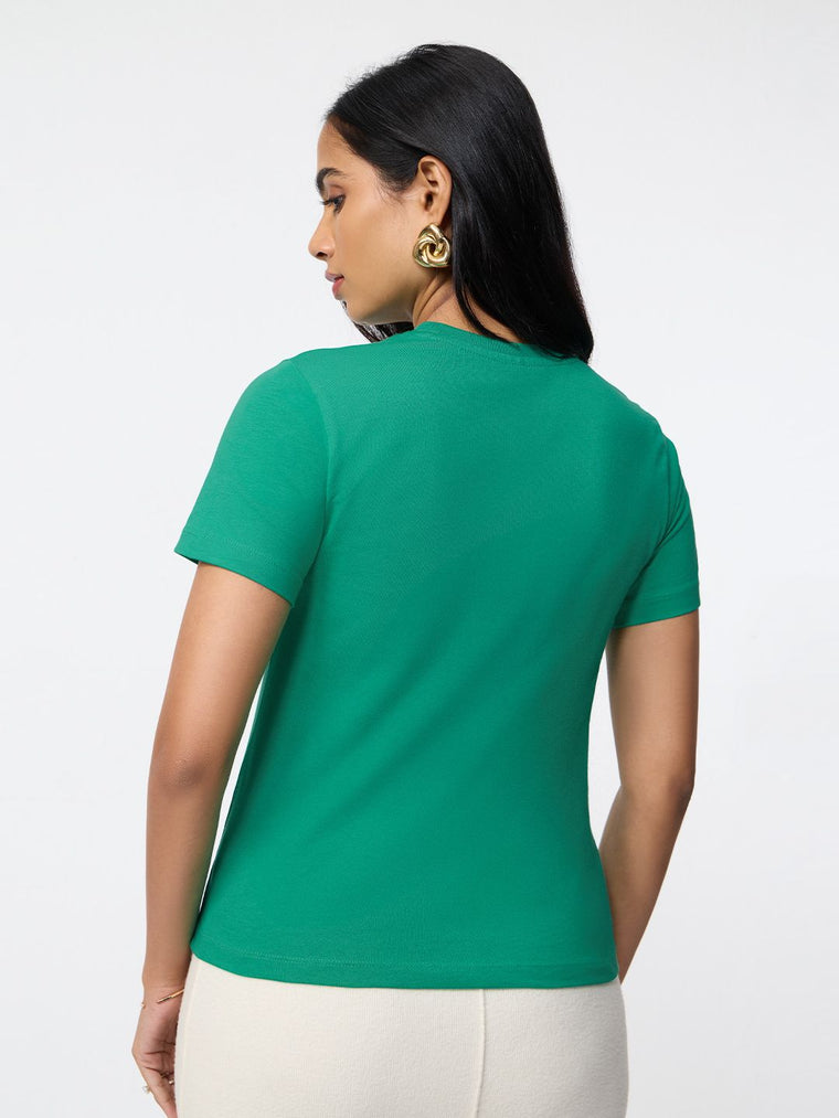 Regular Solids: Emerald Women Regular T-Shirts