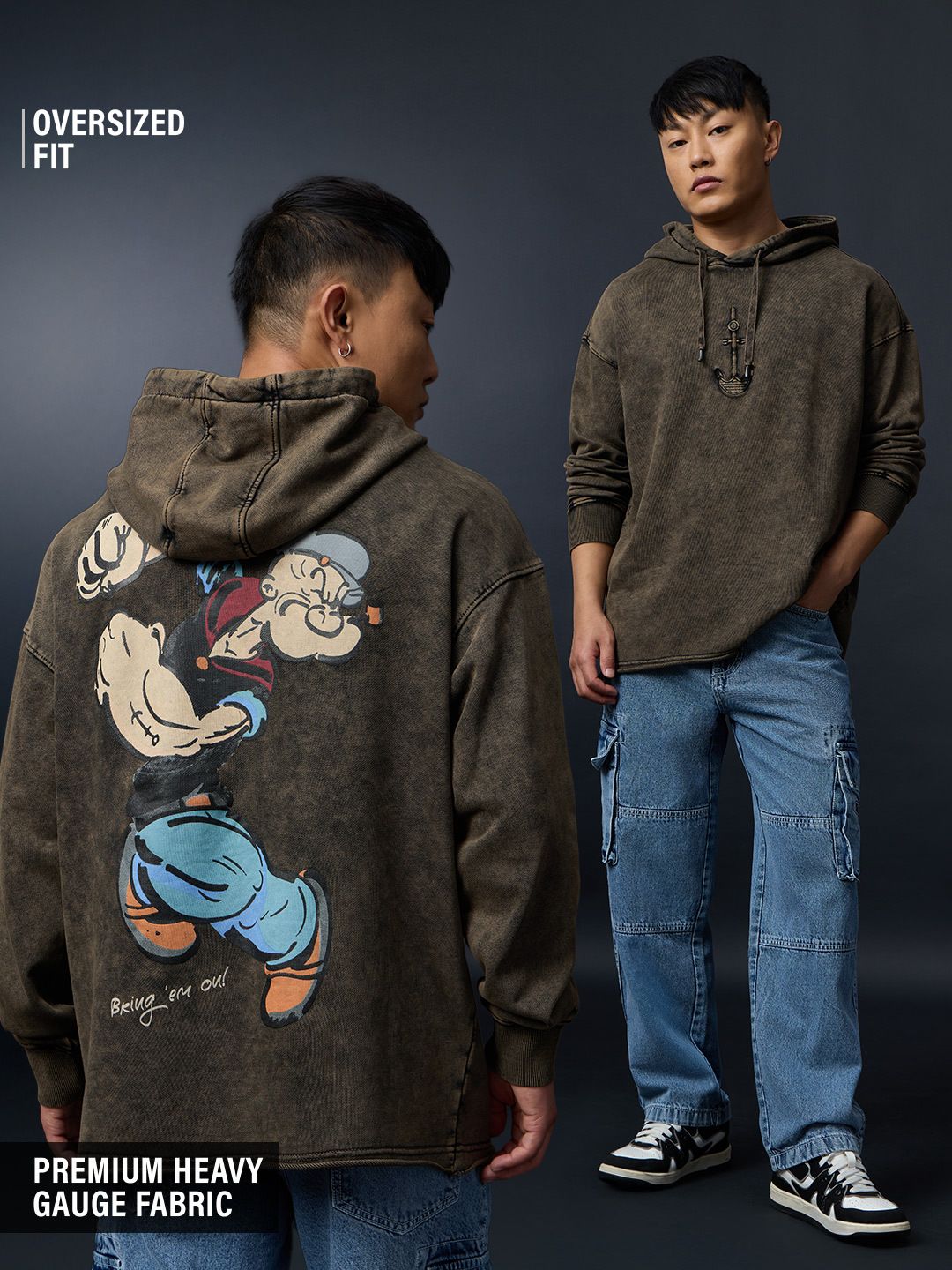 Popeye: Bring 'Em On Men Oversized Hoodies
