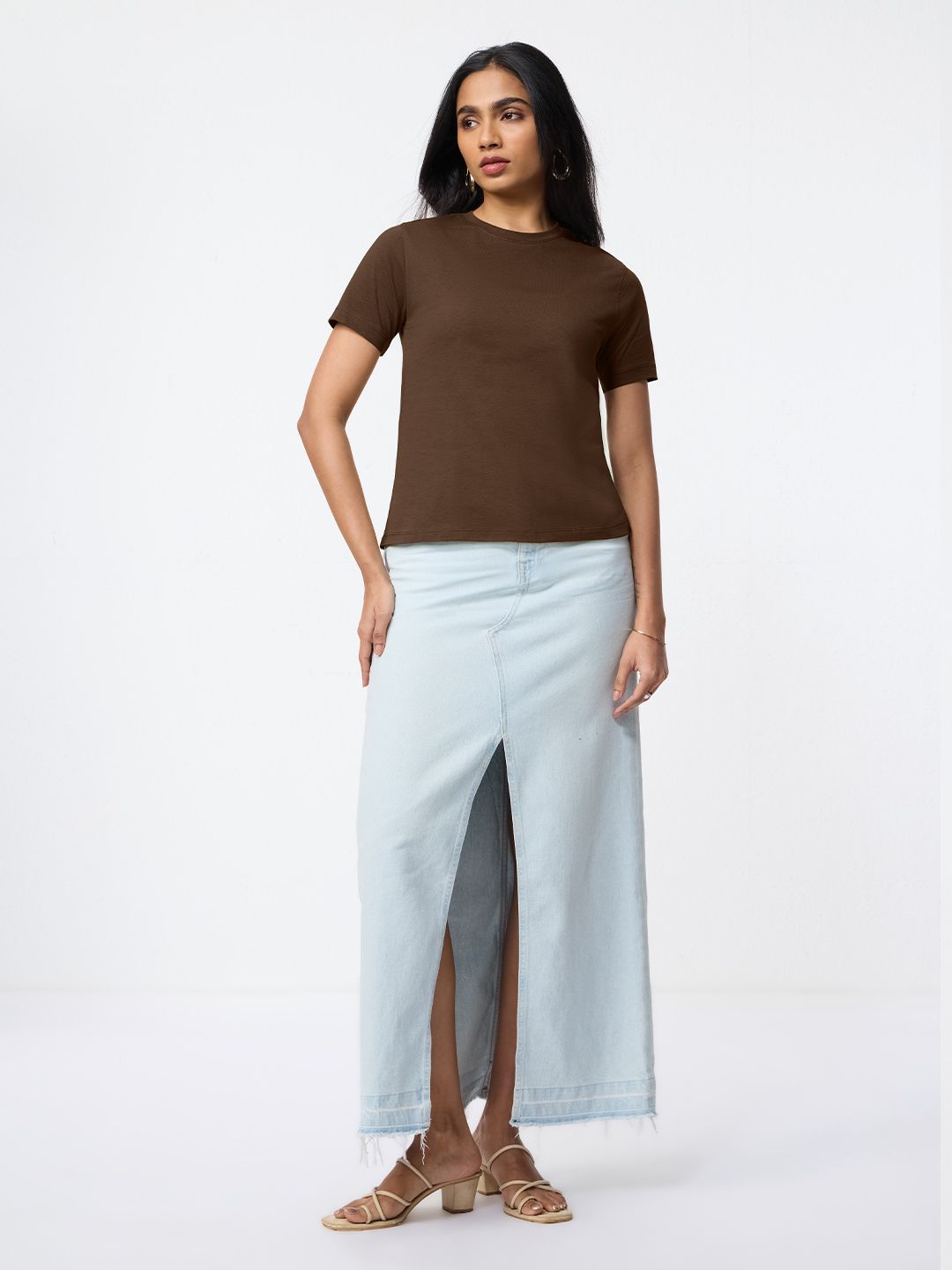 Regular Solids: Cocoa Women Regular T-Shirts