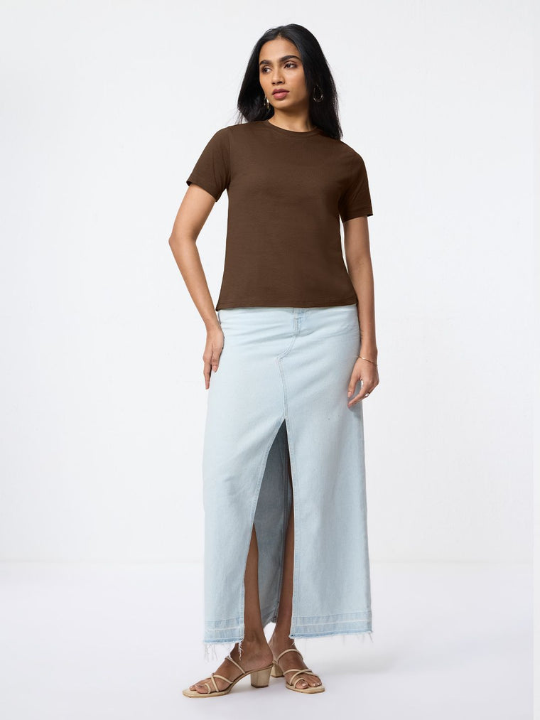 Regular Solids: Cocoa Women Regular T-Shirts