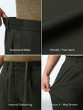Straight Pleated Pants: Midnight Green Men Super Flex Pants
