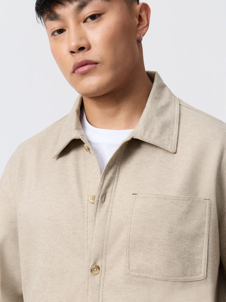 Solids: Ivory Cream Men Shackets