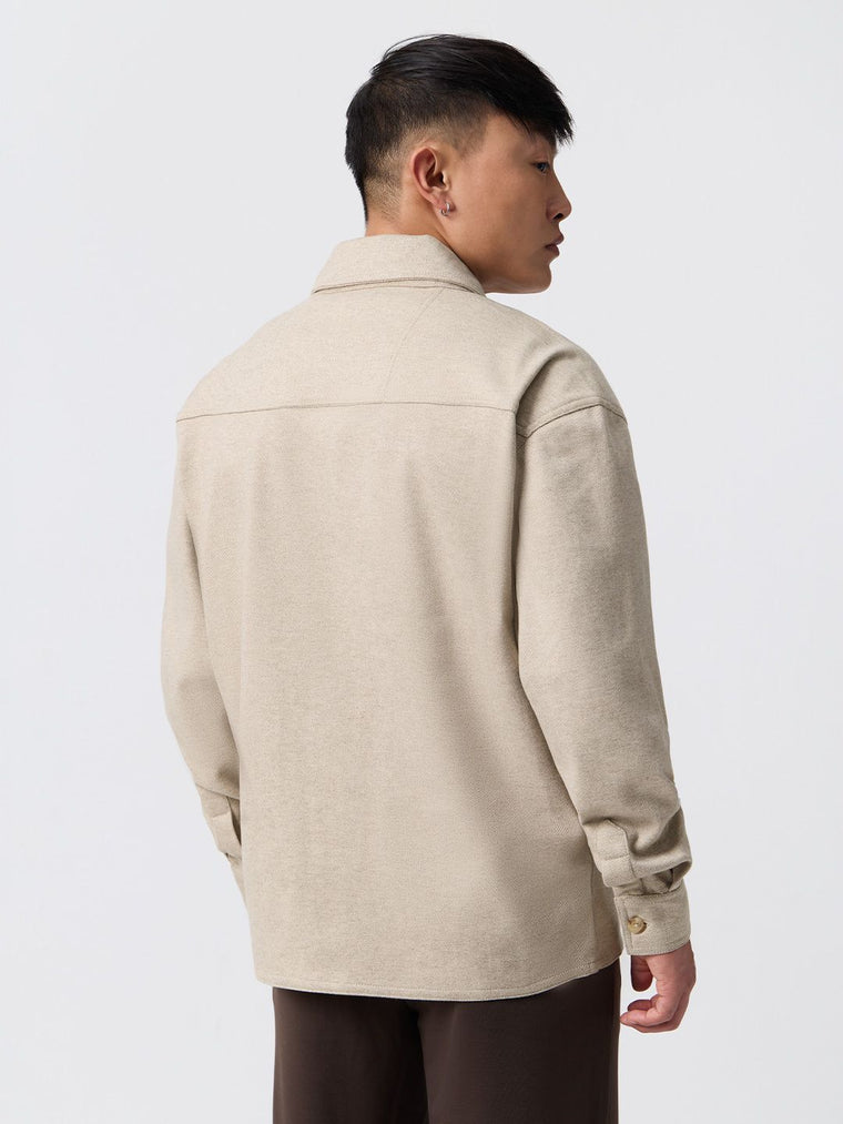 Solids: Ivory Cream Men Shackets