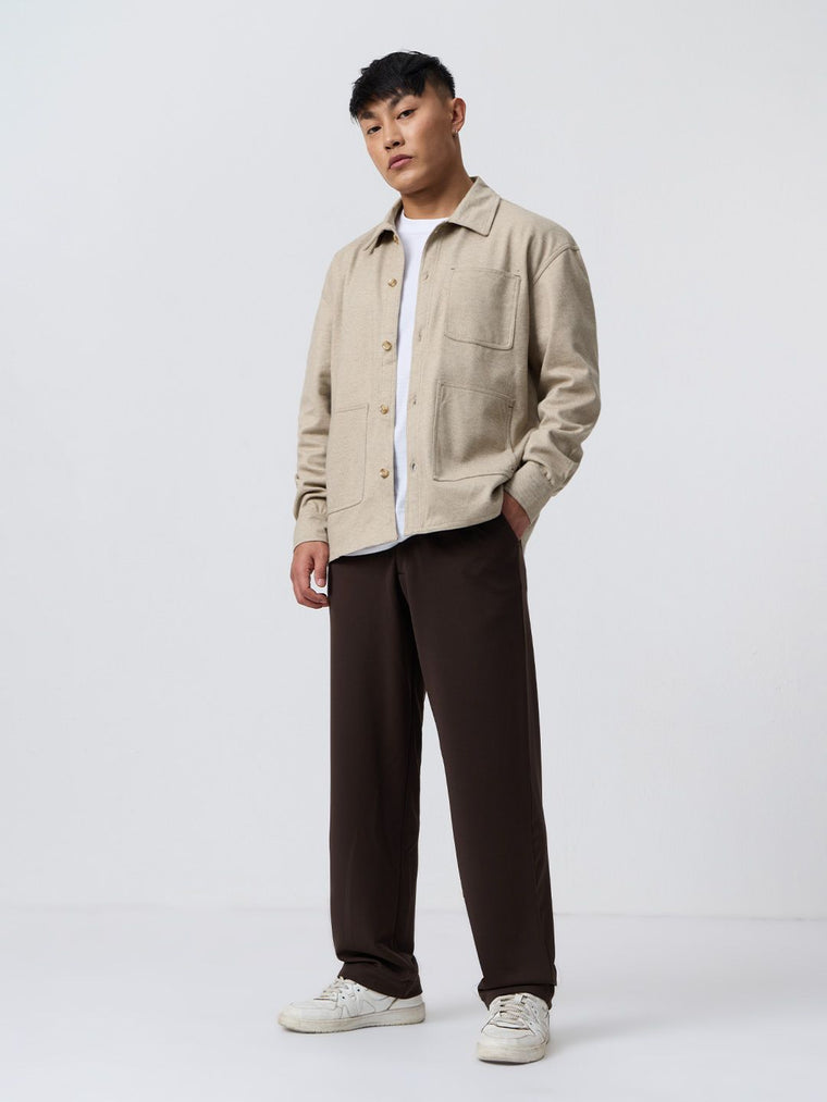 Solids: Ivory Cream Men Shackets