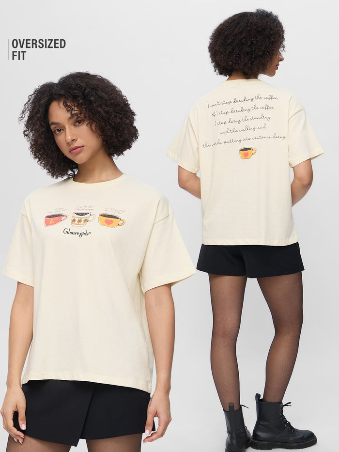 Gilmore Girls: Coffee Cups Women Oversized T-Shirts