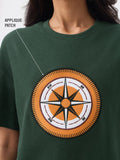 Textured Tshirt: Vintage Compass Women Oversized T-Shirts