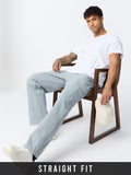 Straight-Fit Denim: Slate Grey Men Cargo Jeans