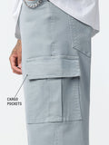 Straight-Fit Denim: Slate Grey Men Cargo Jeans