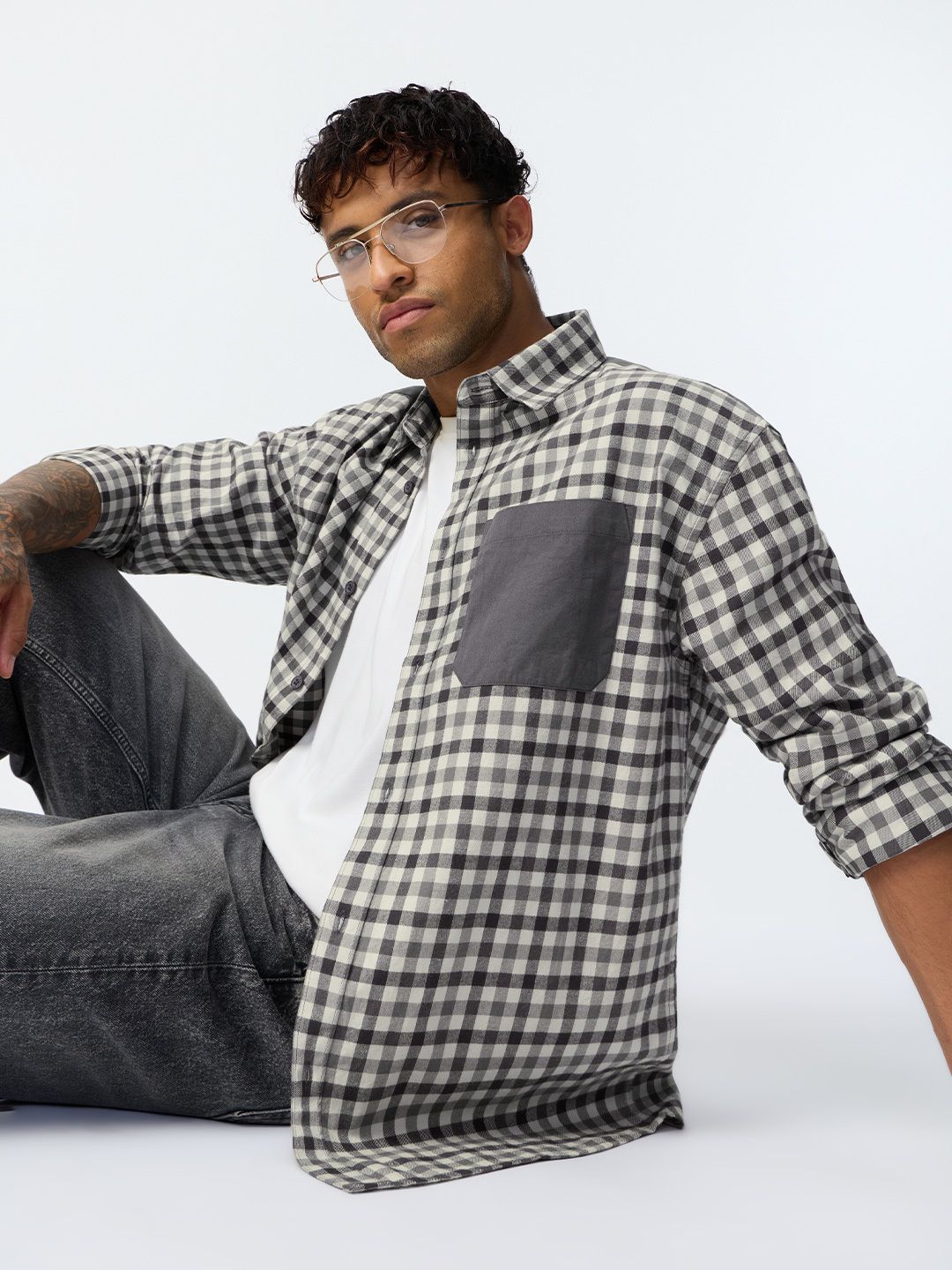 Checks Shirt: Chrome Men Relaxed Shirts