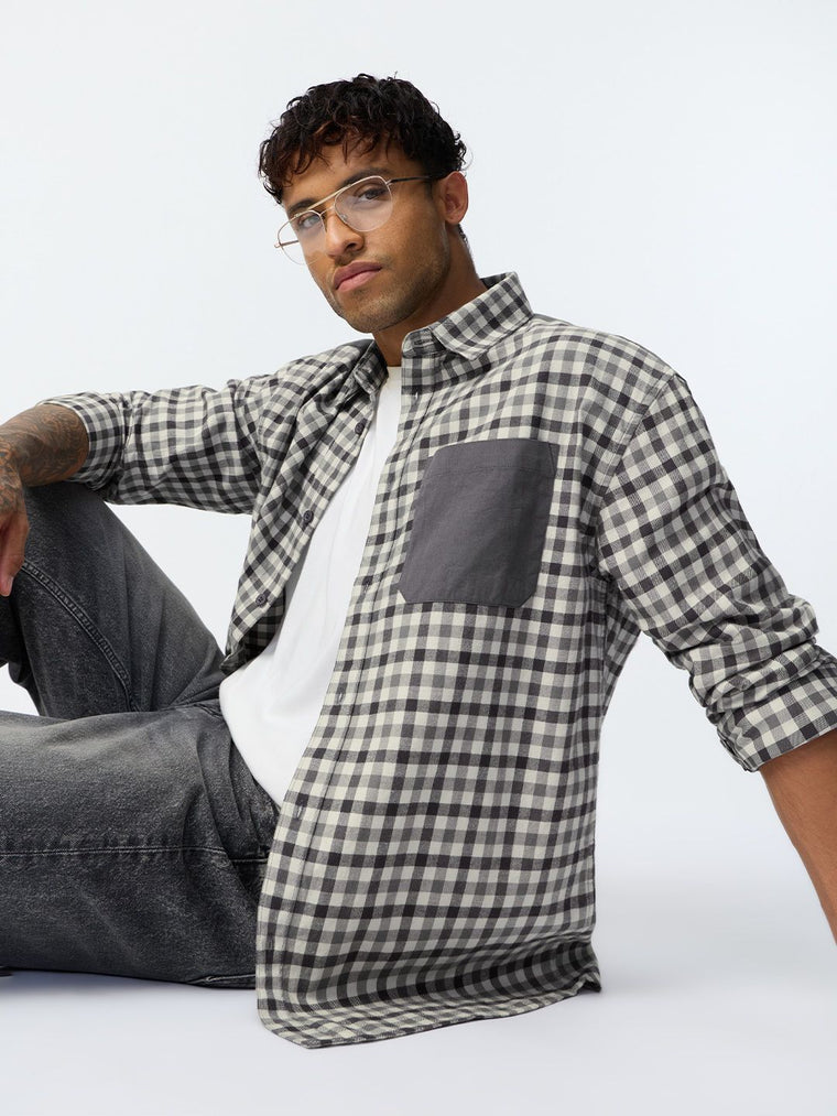 Checks Shirt: Chrome Men Relaxed Shirts