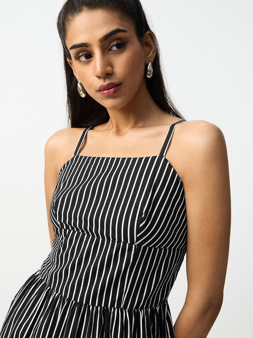 Corset Stripe Dress: Noir Women Fashion Dresses