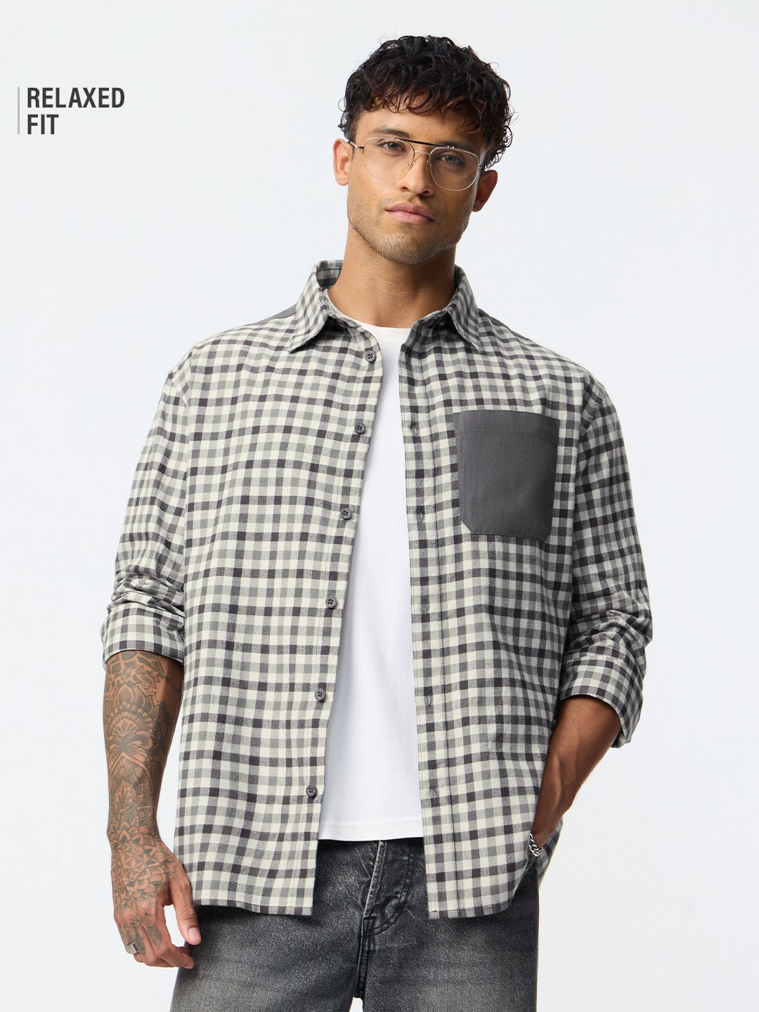 Checks Shirt: Chrome Men Relaxed Shirts