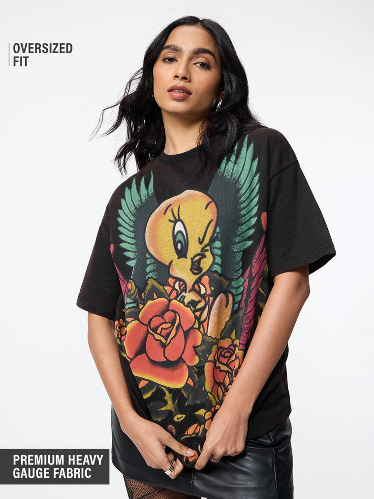 Tweety: Tattoo Women Oversized T-Shirts