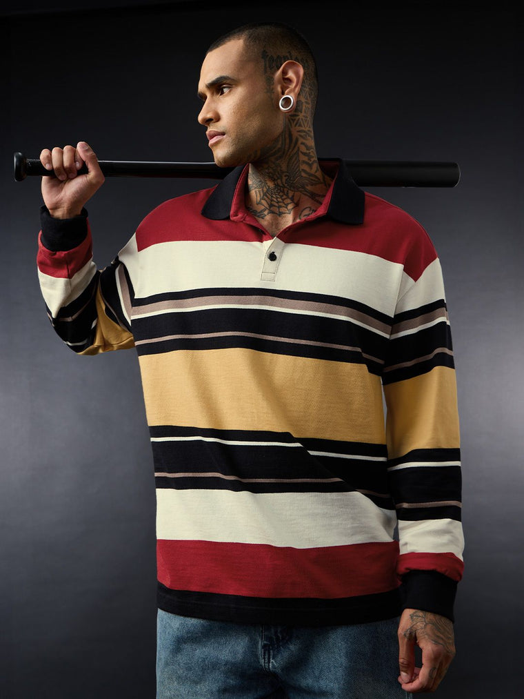 Colorblock Rugby Polo: Urban Static Men Rugby Polos