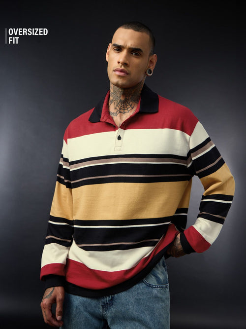 Colorblock Rugby Polo: Urban Static Men Rugby Polos