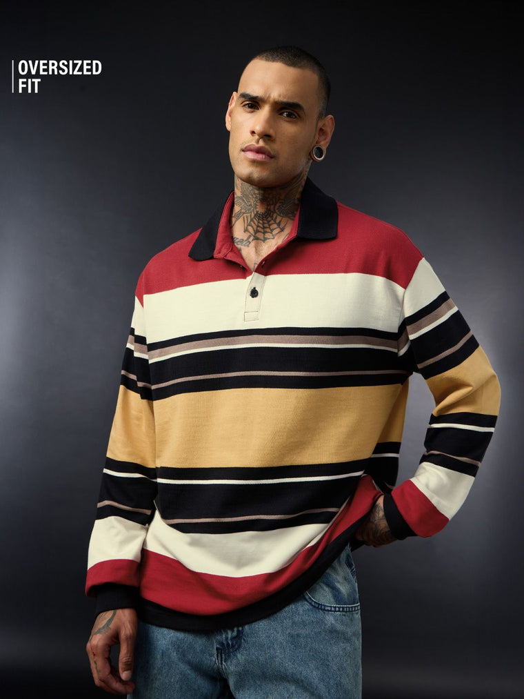 Colorblock Rugby Polo: Urban Static Men Rugby Polos