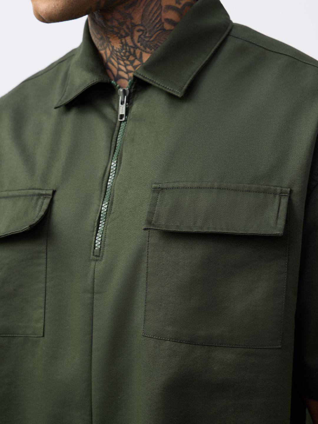 Zipper Polo: Muted Olive Classic Polos