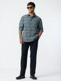Check Shirts: Midnight Grid Men Relaxed Shirts