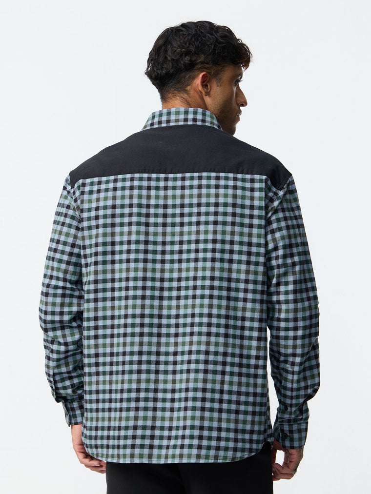 Check Shirts: Midnight Grid Men Relaxed Shirts