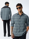 Check Shirts: Midnight Grid Men Relaxed Shirts