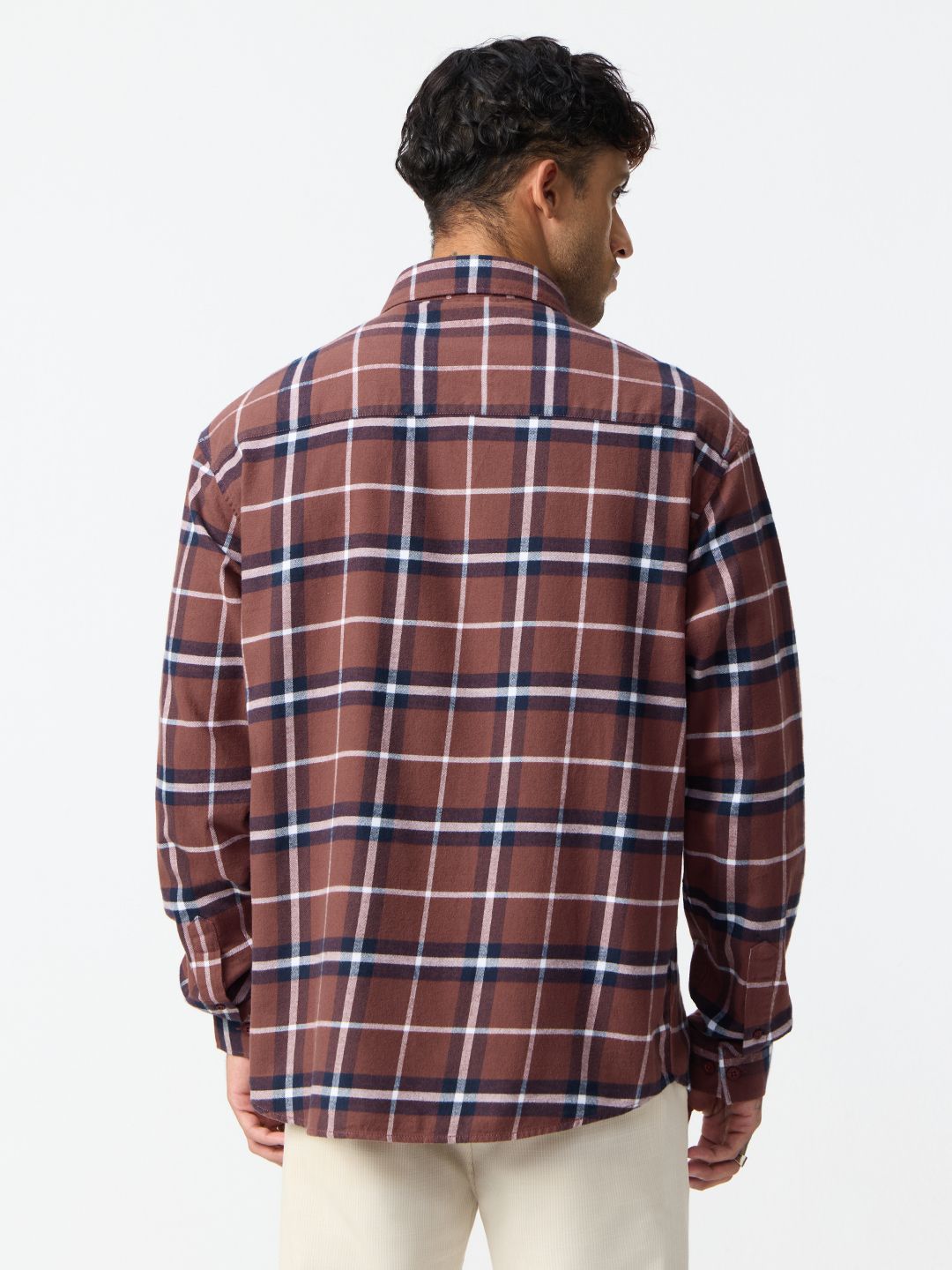 Plaid Shirt: Coral Men Relaxed Shirts