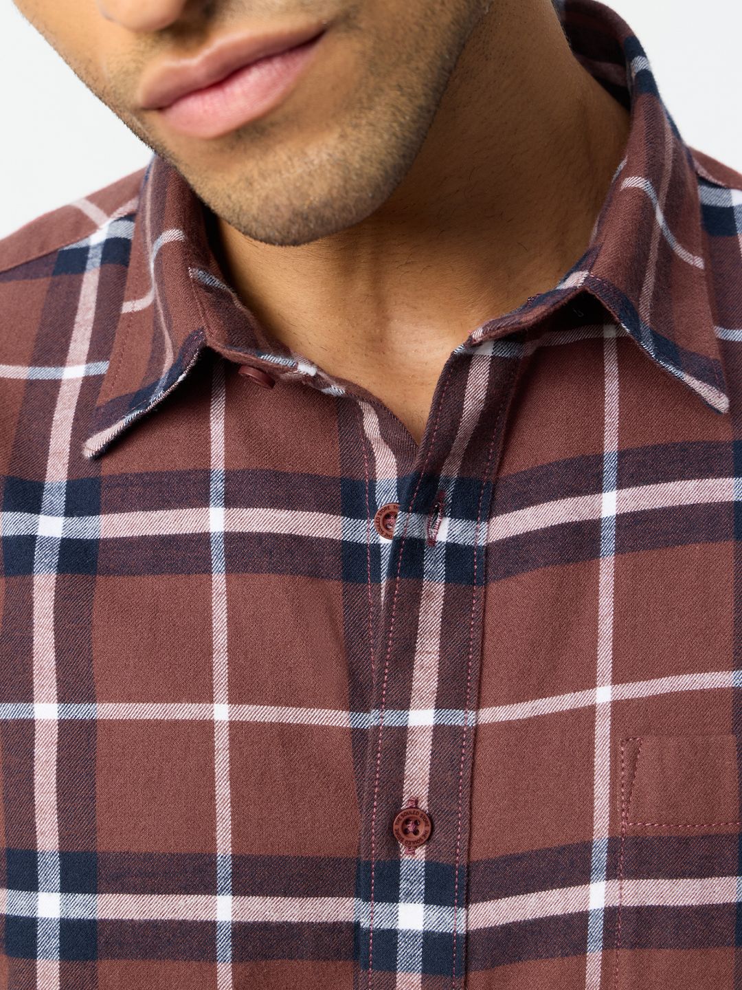 Plaid Shirt: Coral Men Relaxed Shirts