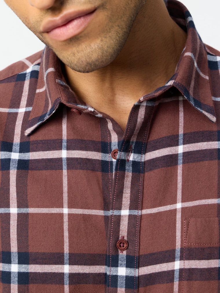 Plaid Shirt: Coral Men Relaxed Shirts